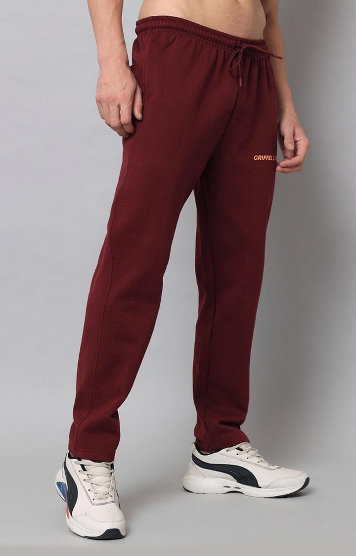 Men's Maroon Solid Trackpants