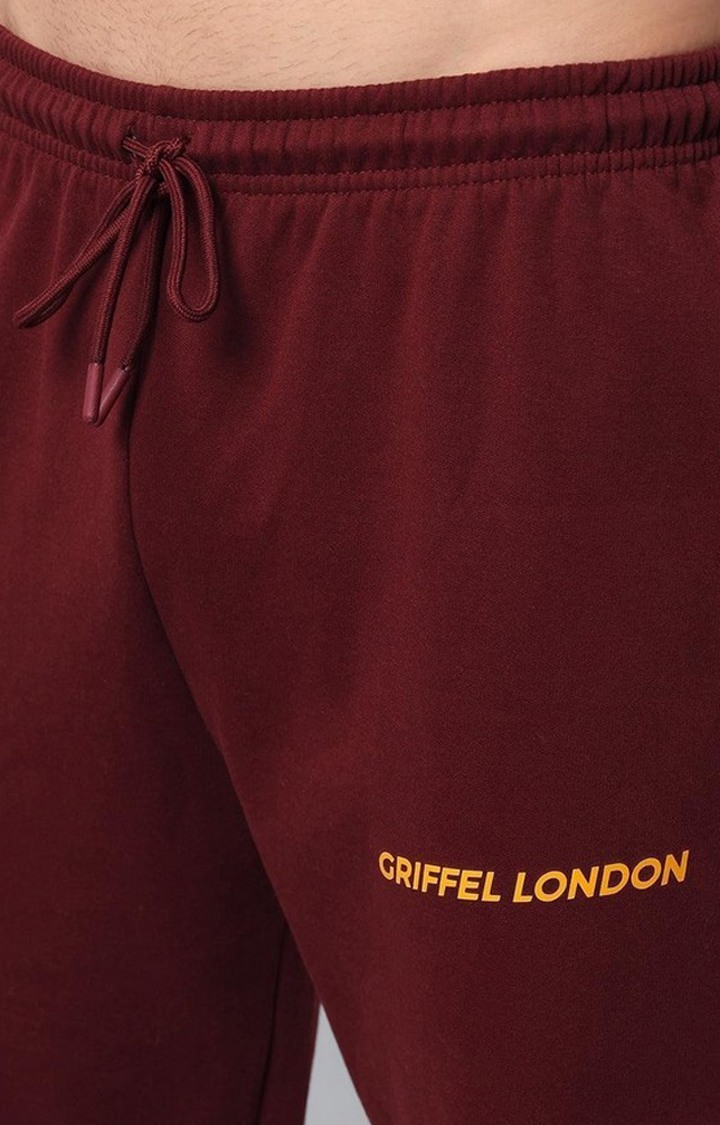 Men's Maroon Solid Trackpants