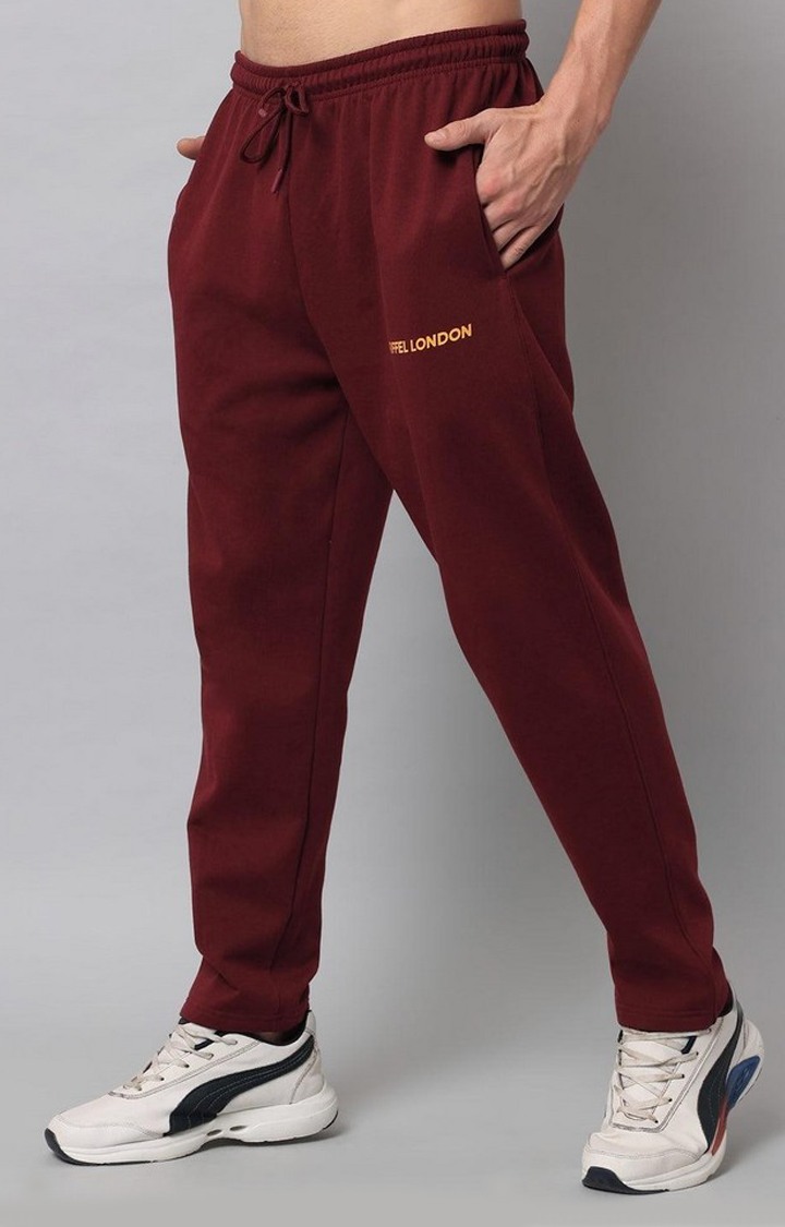 Men's Maroon Solid Trackpants