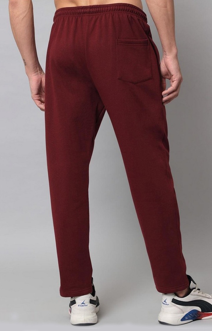 Men's Maroon Solid Trackpants