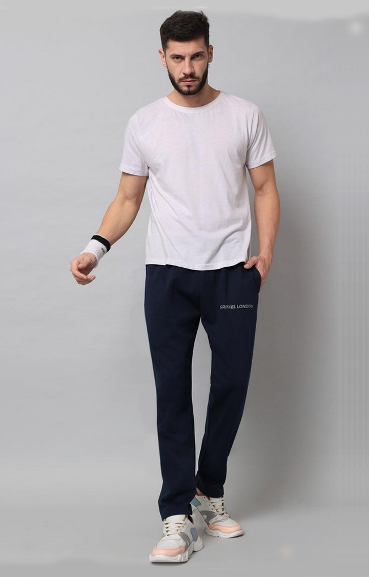 Men's Navy Solid Trackpants