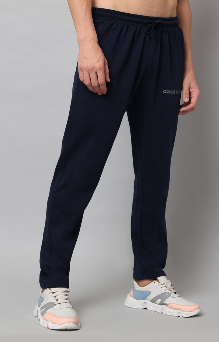 Men's Navy Solid Trackpants