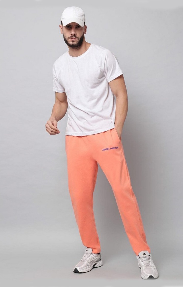 Men's Peach Solid Trackpants