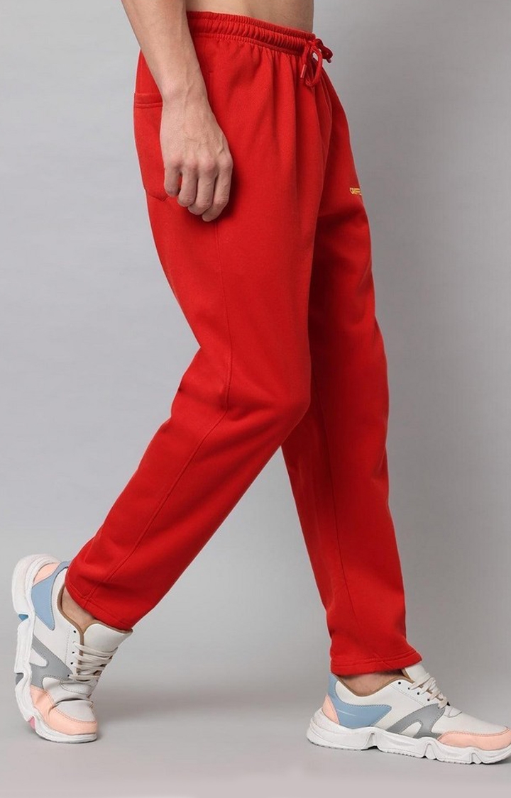 Men's Red Solid Trackpants
