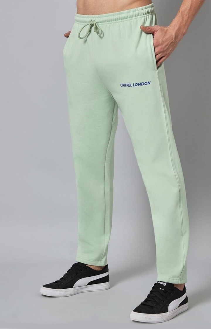 Men's Sea Green Solid Trackpants