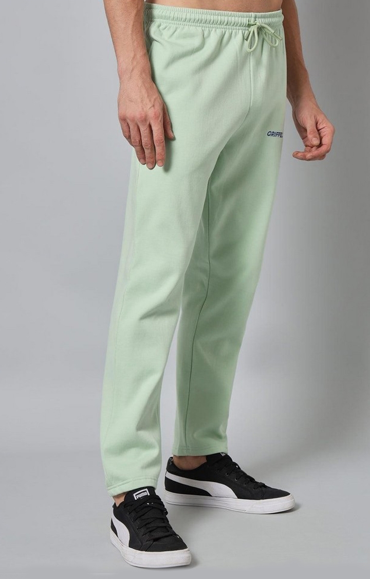 Men's Sea Green Solid Trackpants