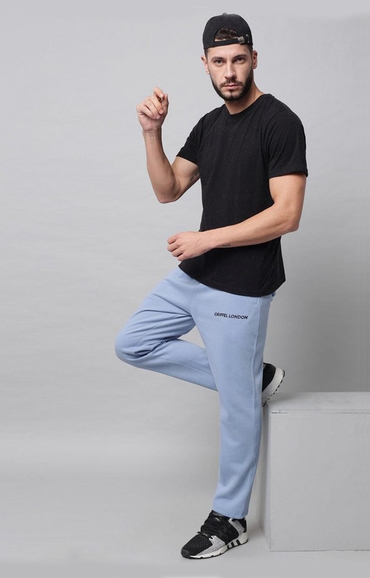 Men's Sky Blue Solid Trackpants