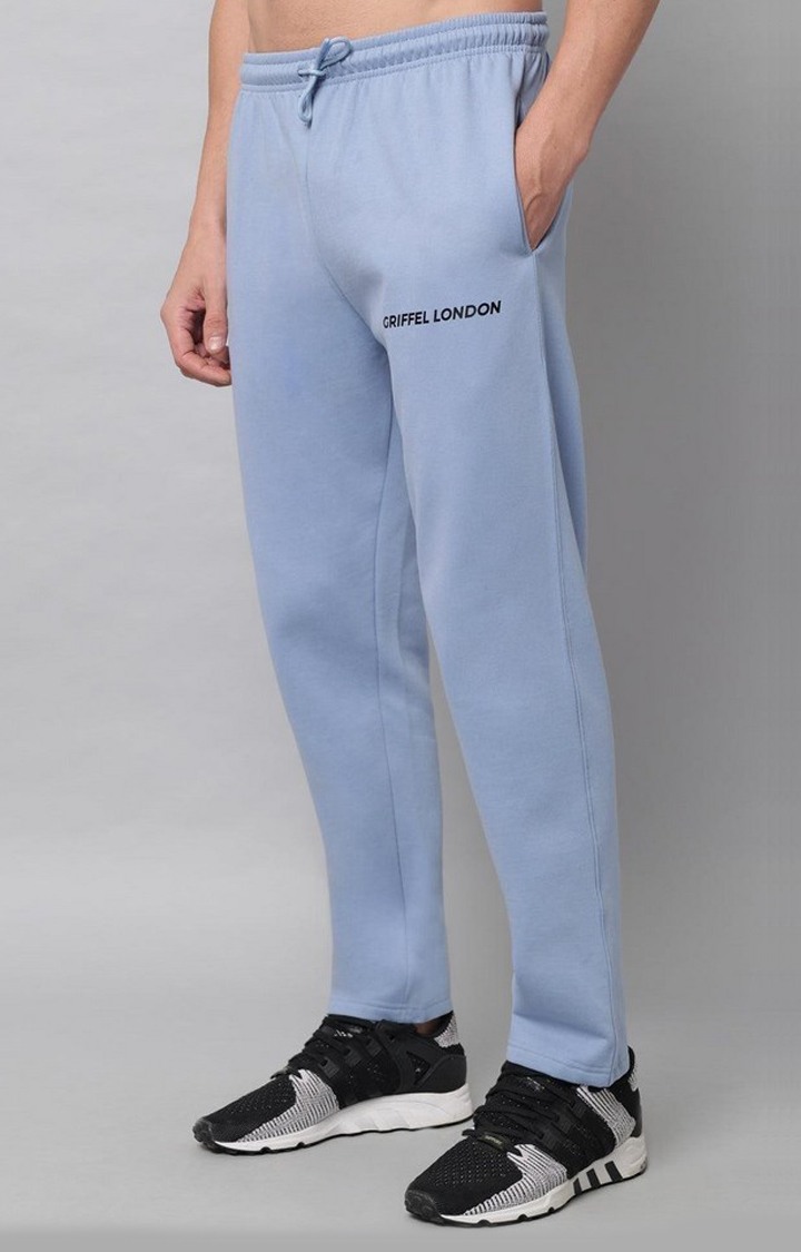 Men's Sky Blue Solid Trackpants