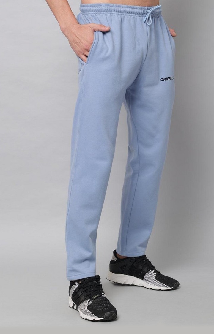 Men's Sky Blue Solid Trackpants