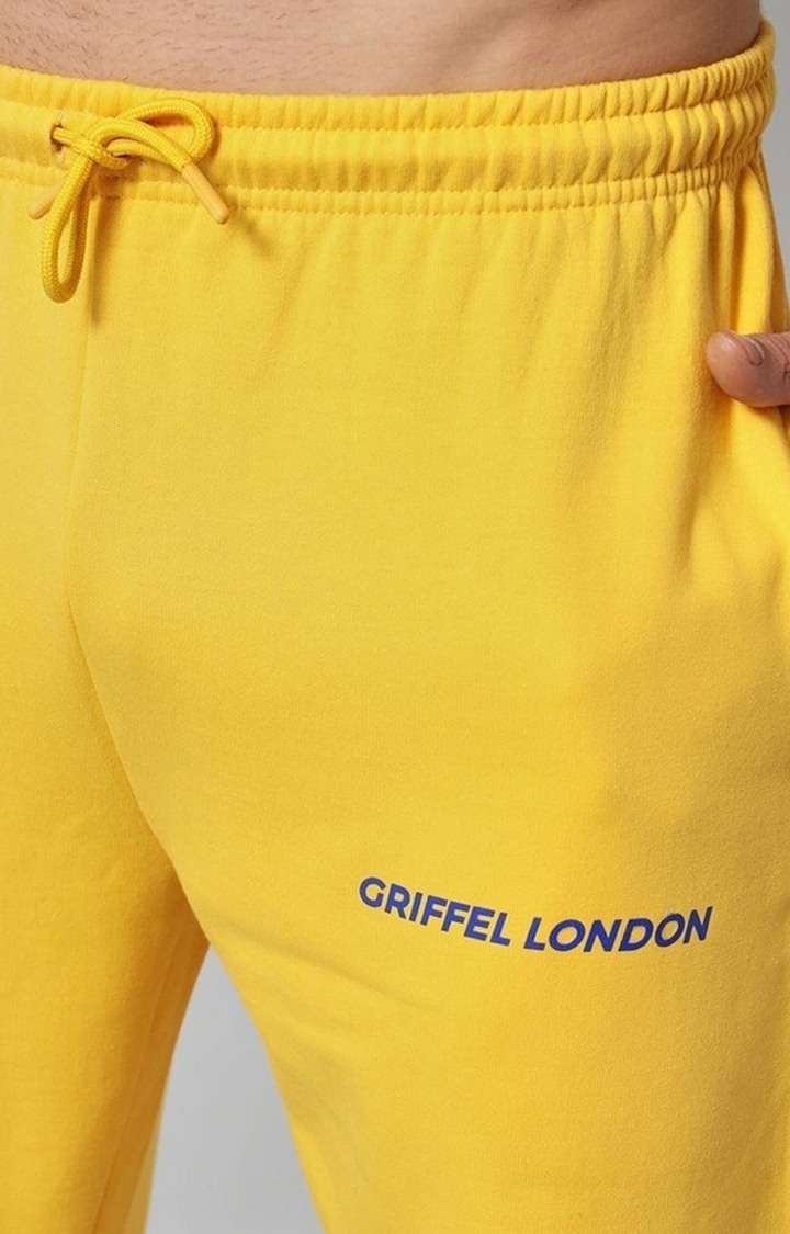 Men's Yellow Solid Trackpants