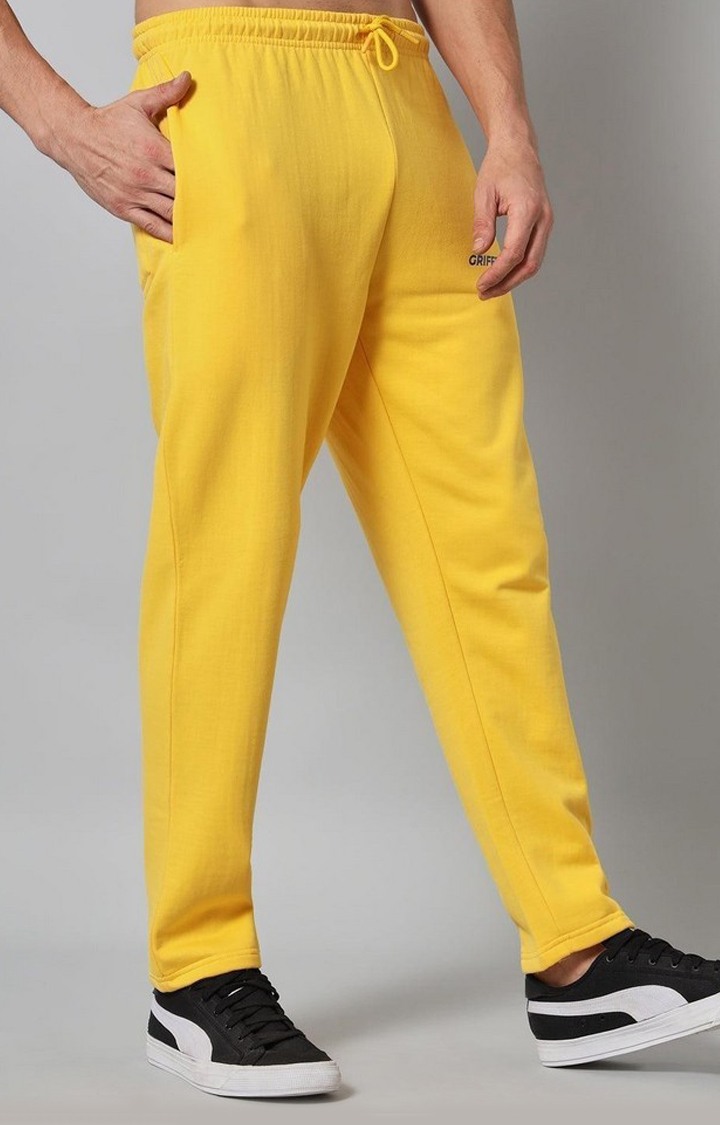 Men's Yellow Solid Trackpants