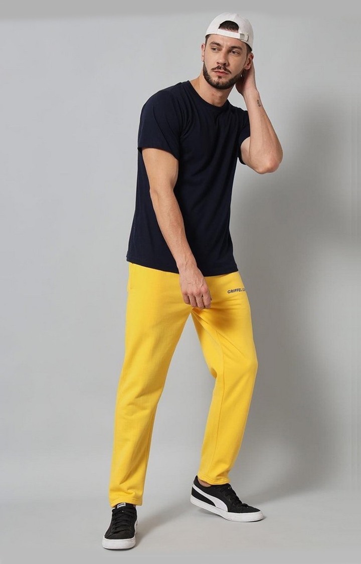 Men's Yellow Solid Trackpants