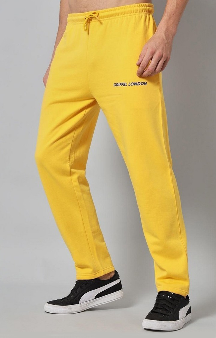 Men's Yellow Solid Trackpants