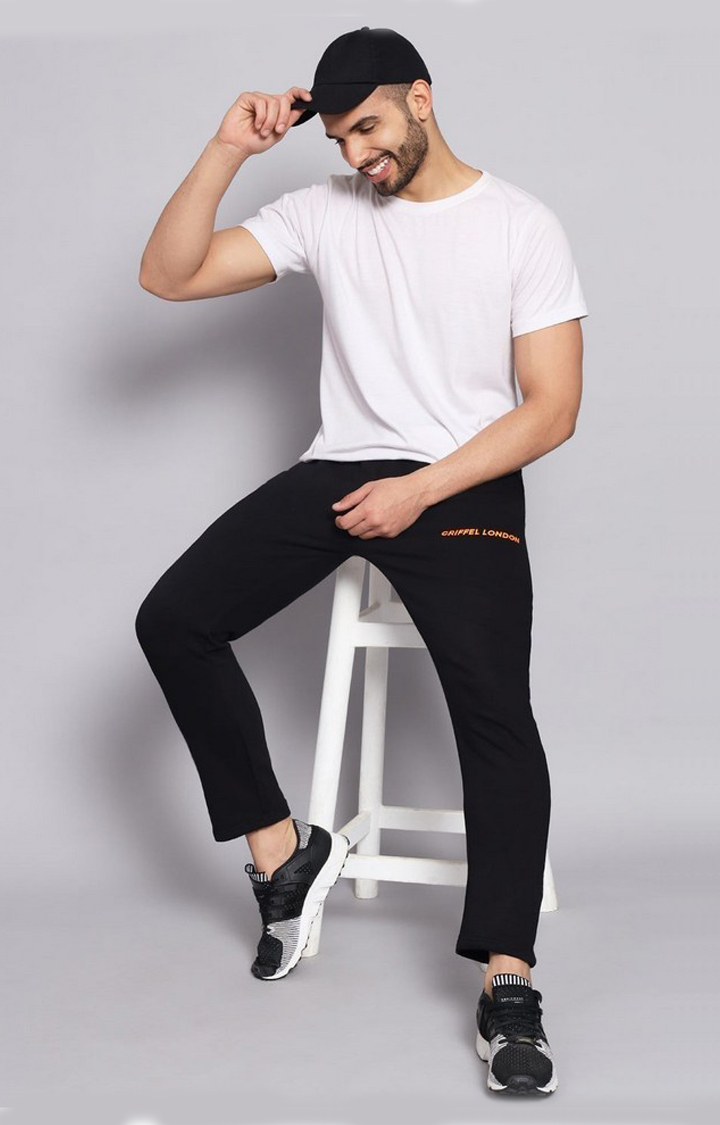 Men's Black Solid Trackpants
