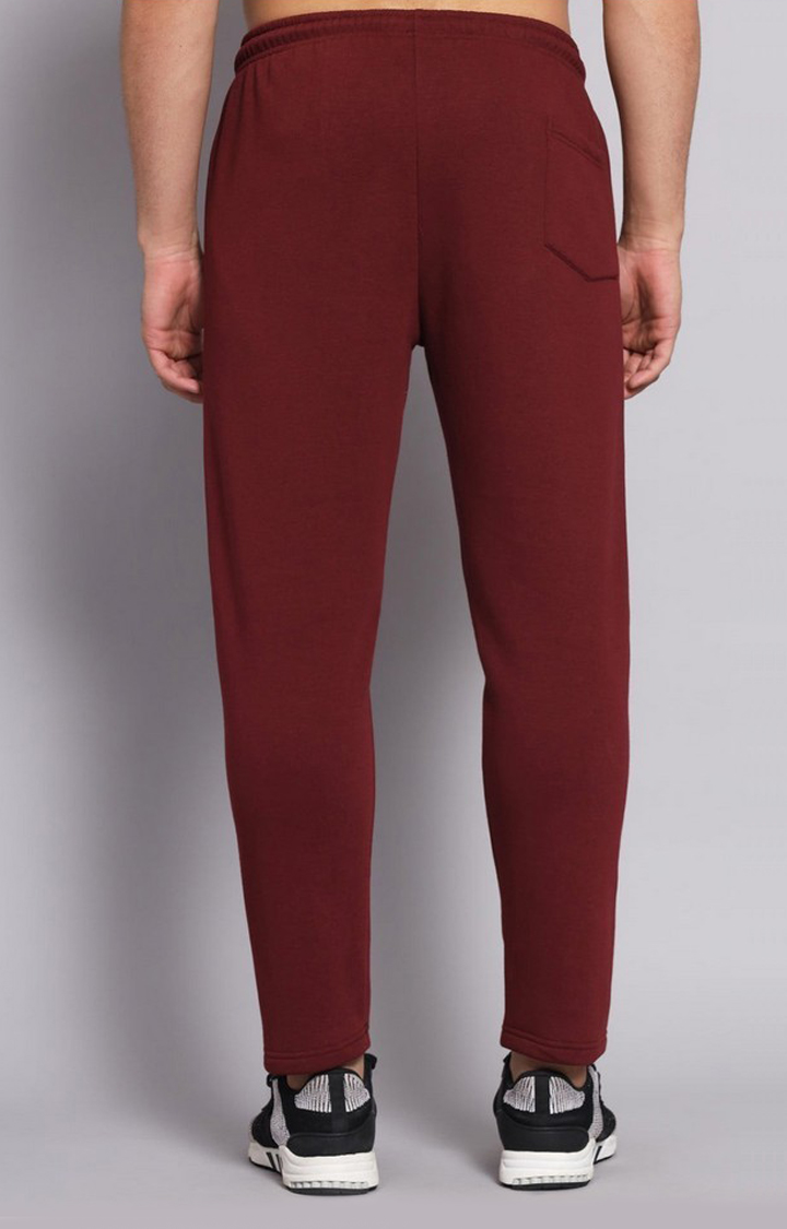 Men's Maroon Solid Trackpants