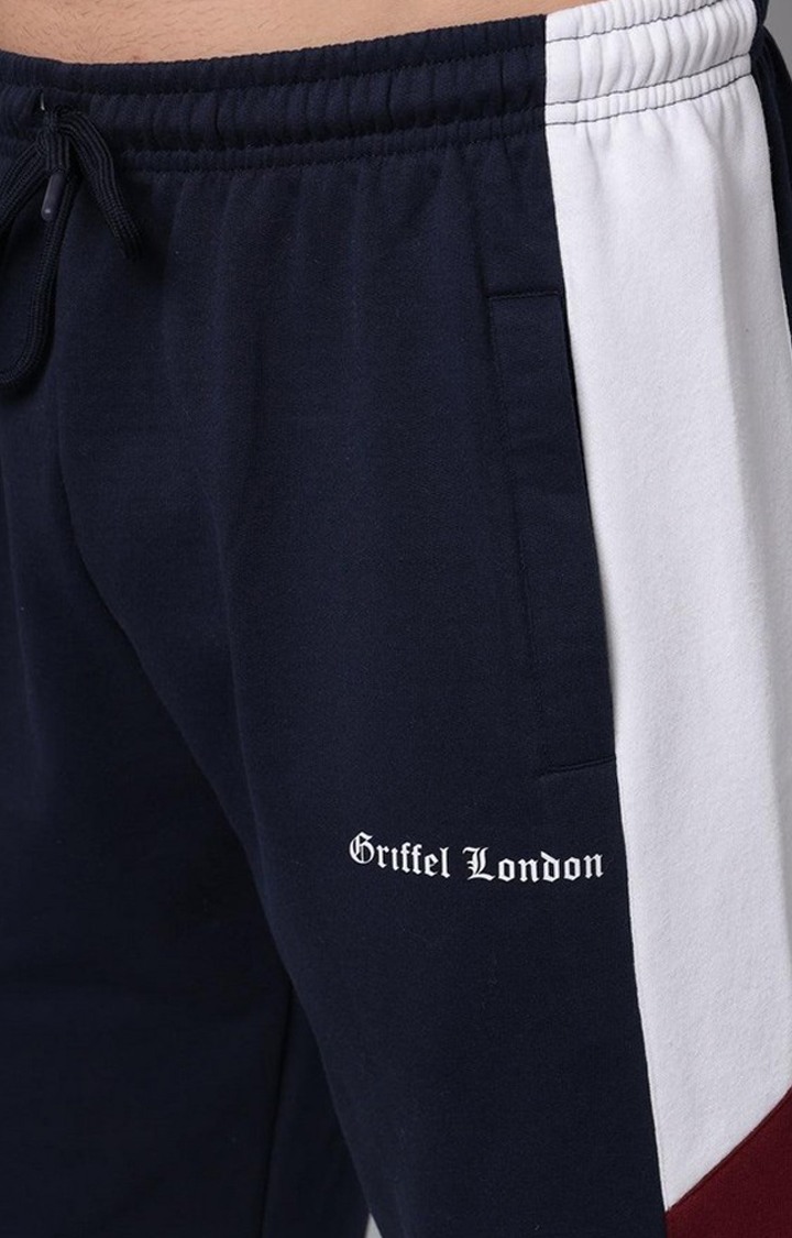 Men's Navy Colourblock Trackpants