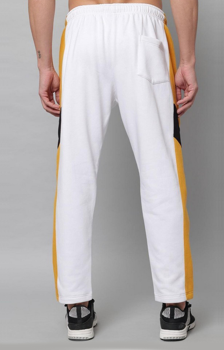 Men's White Colourblock Trackpants