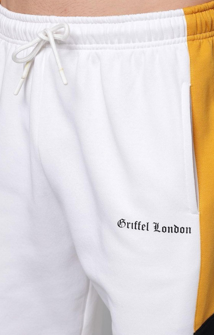 Men's White Colourblock Trackpants