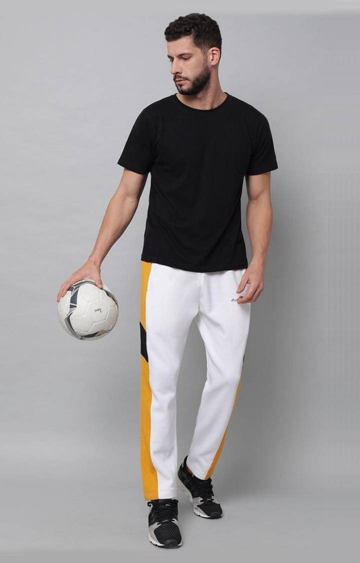 Men's White Colourblock Trackpants
