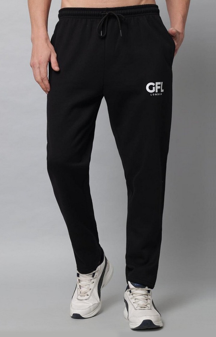 Men's Black Solid Trackpants