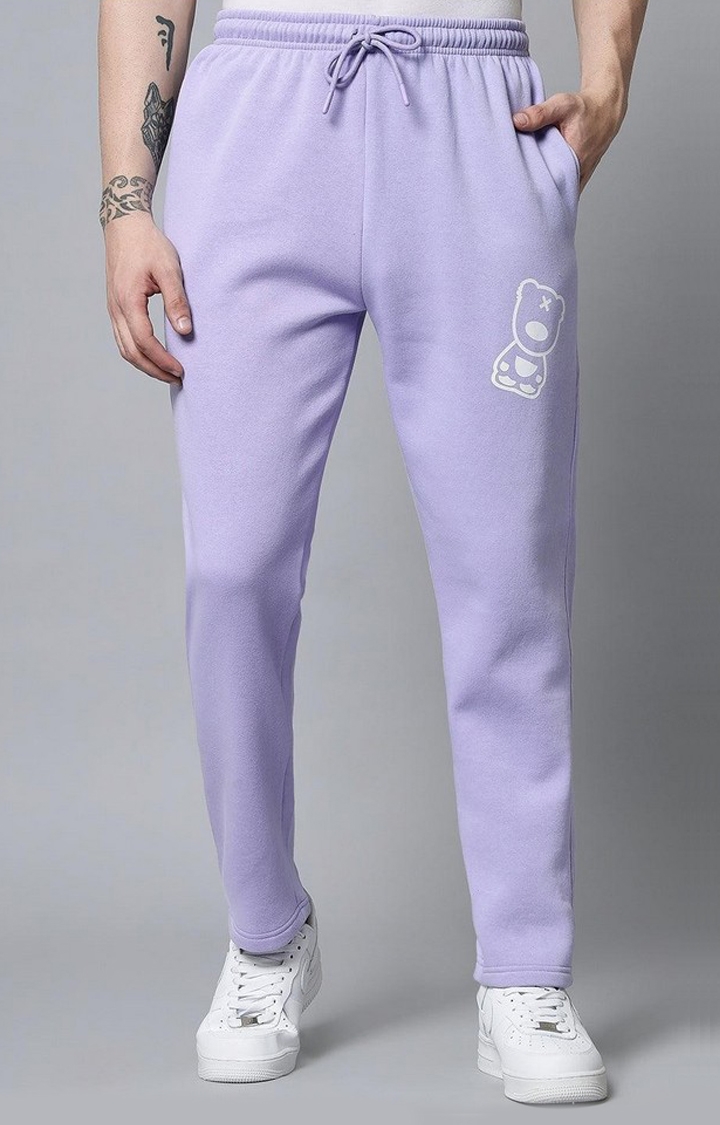 GRIFFEL | Men's Purple Cotton Solid Trackpants