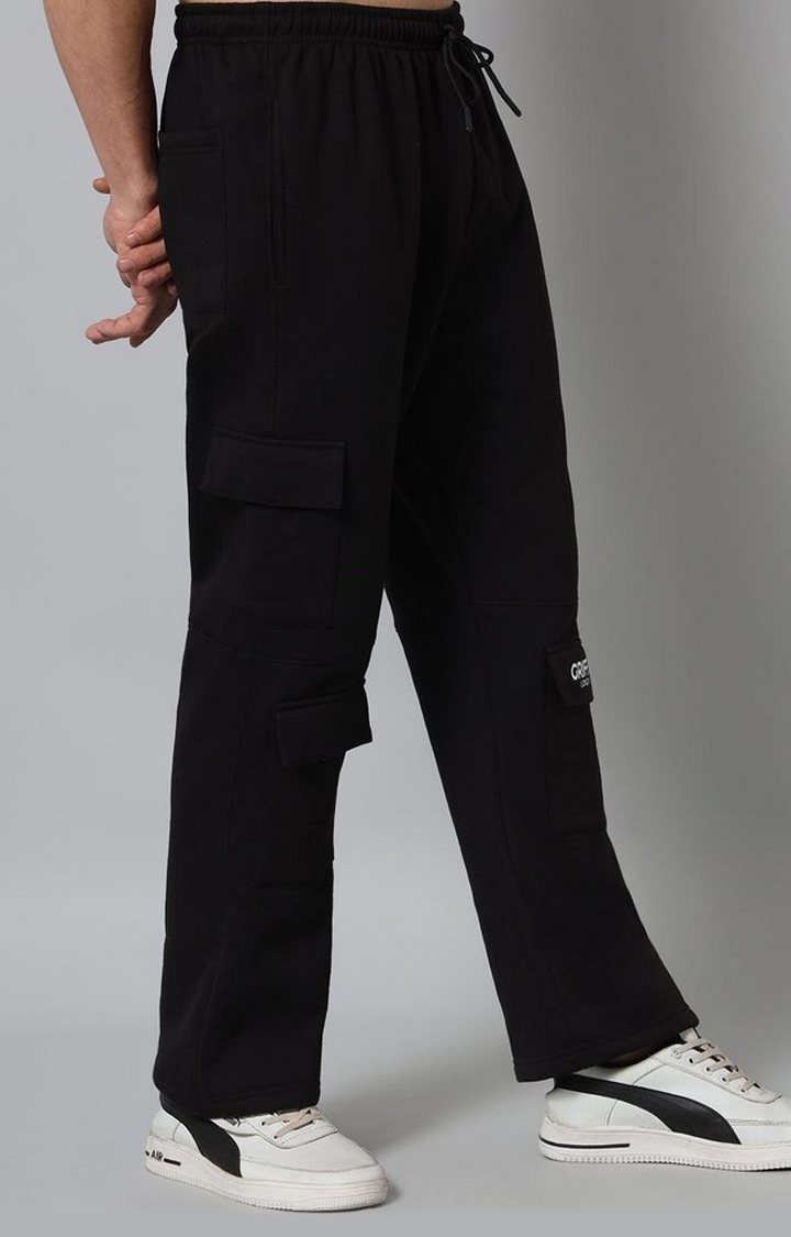 Men's Black Solid Trackpants