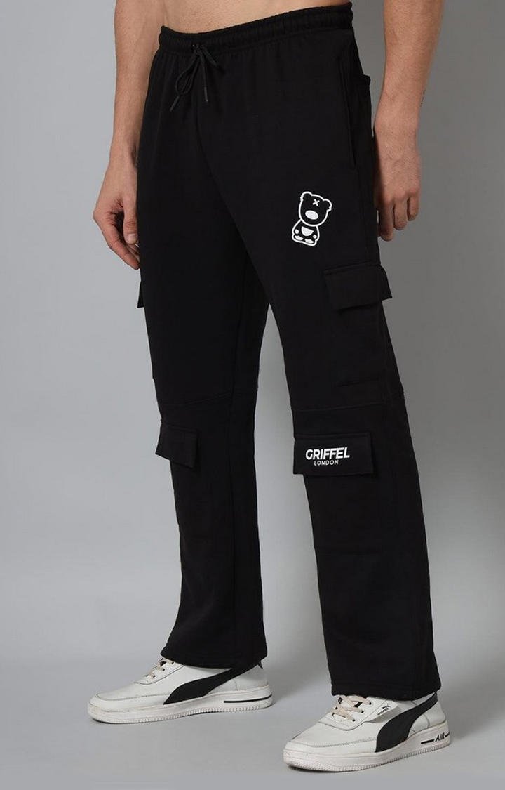 Men's Black Solid Trackpants