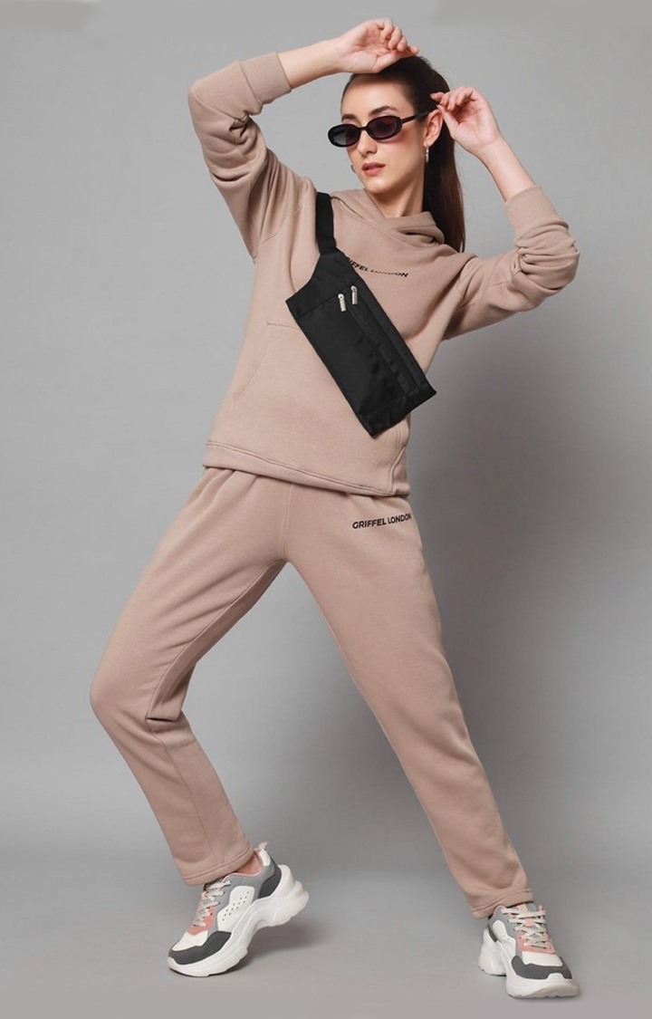 Women's Camel Solid Tracksuits