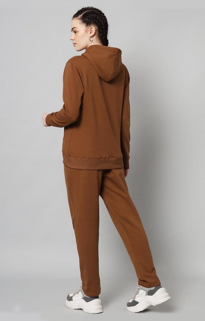 Women's Coffee Solid Tracksuits