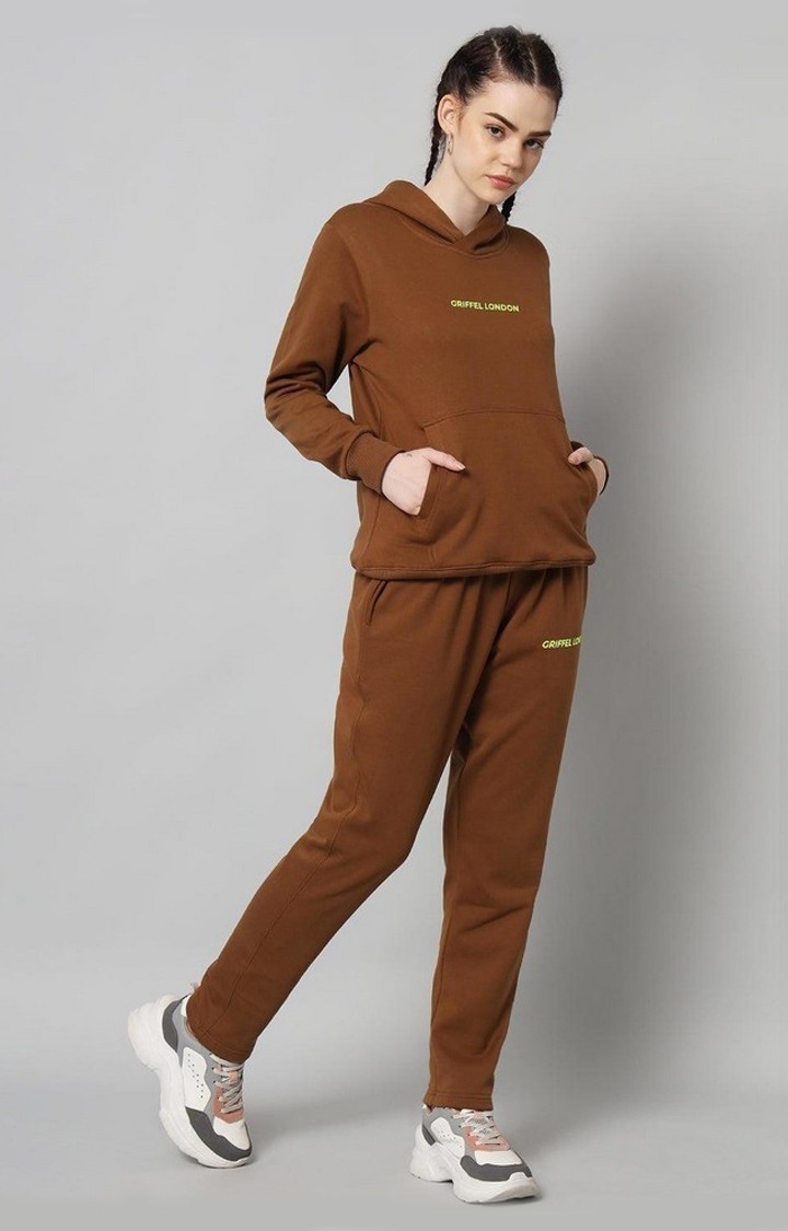 Women's Coffee Solid Tracksuits