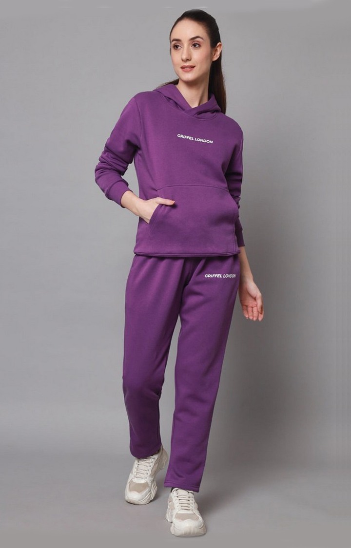 Women's Dark Purple Solid Tracksuits