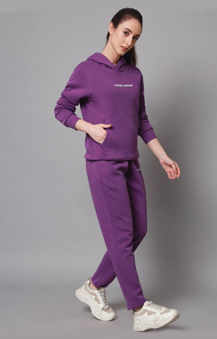 Women's Dark Purple Solid Tracksuits