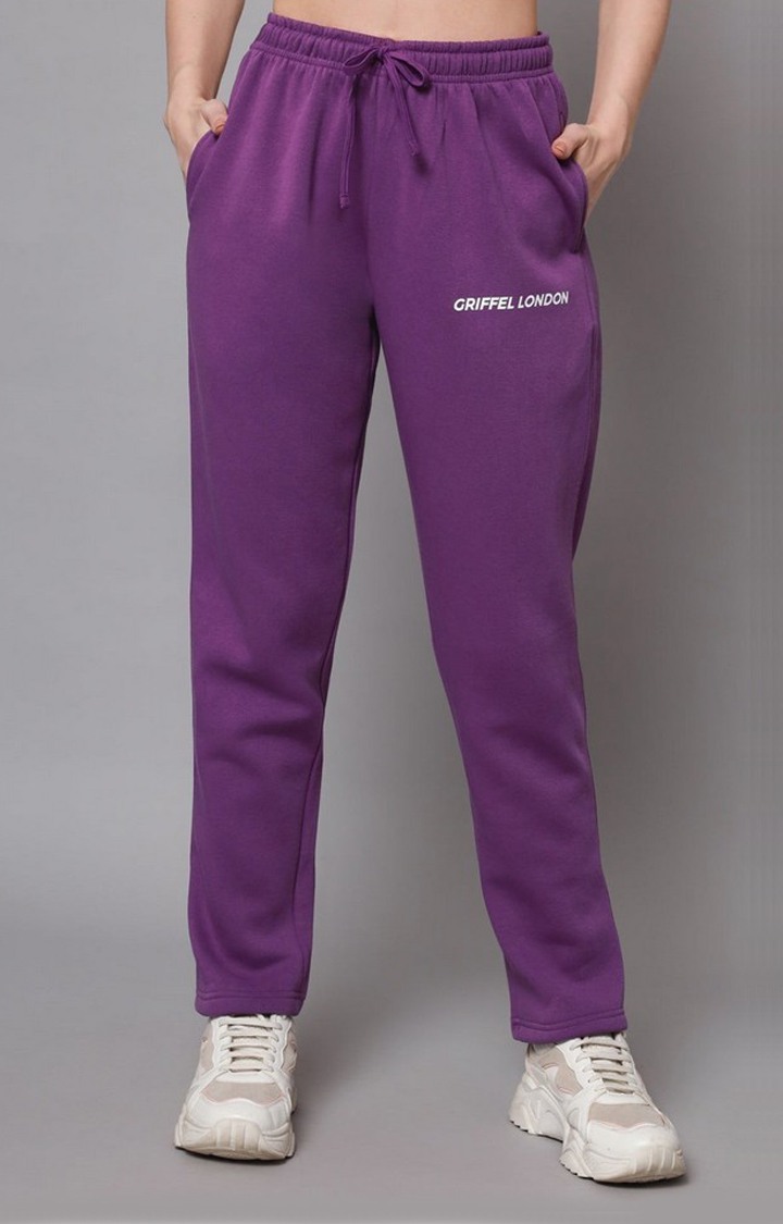 Women's Dark Purple Solid Tracksuits