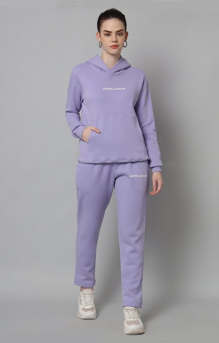 Women's Purple Cotton Solid Tracksuits