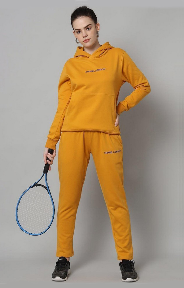 Women's Mustard Solid Tracksuits