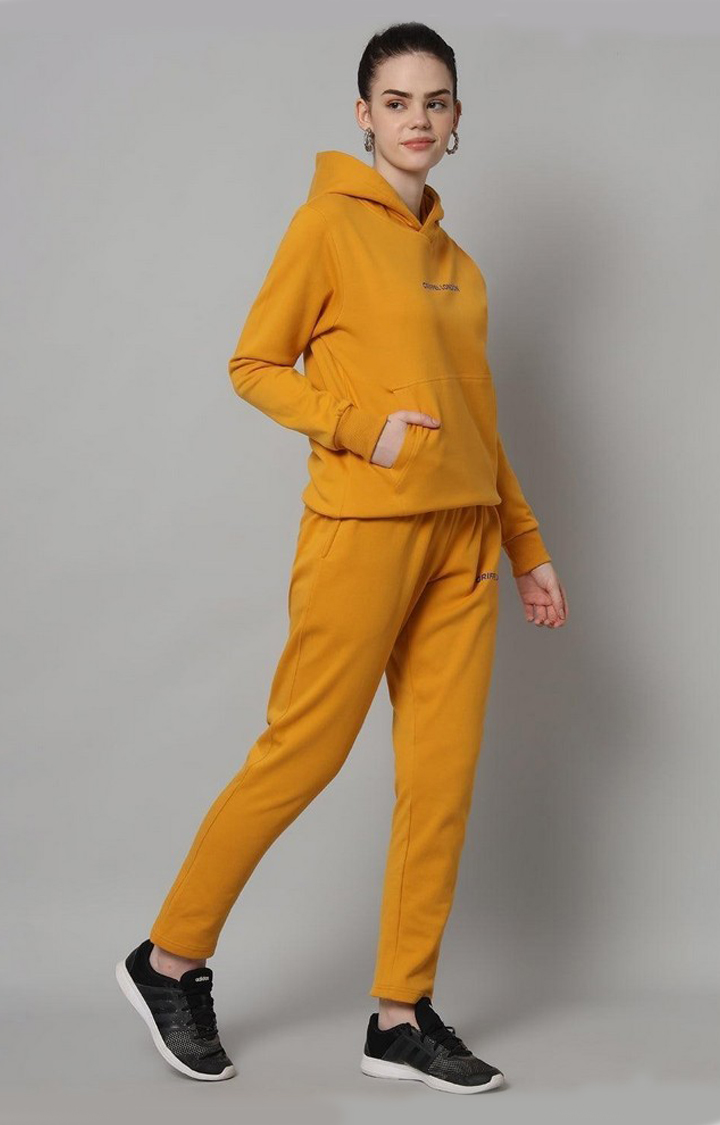 Women's Mustard Solid Tracksuits