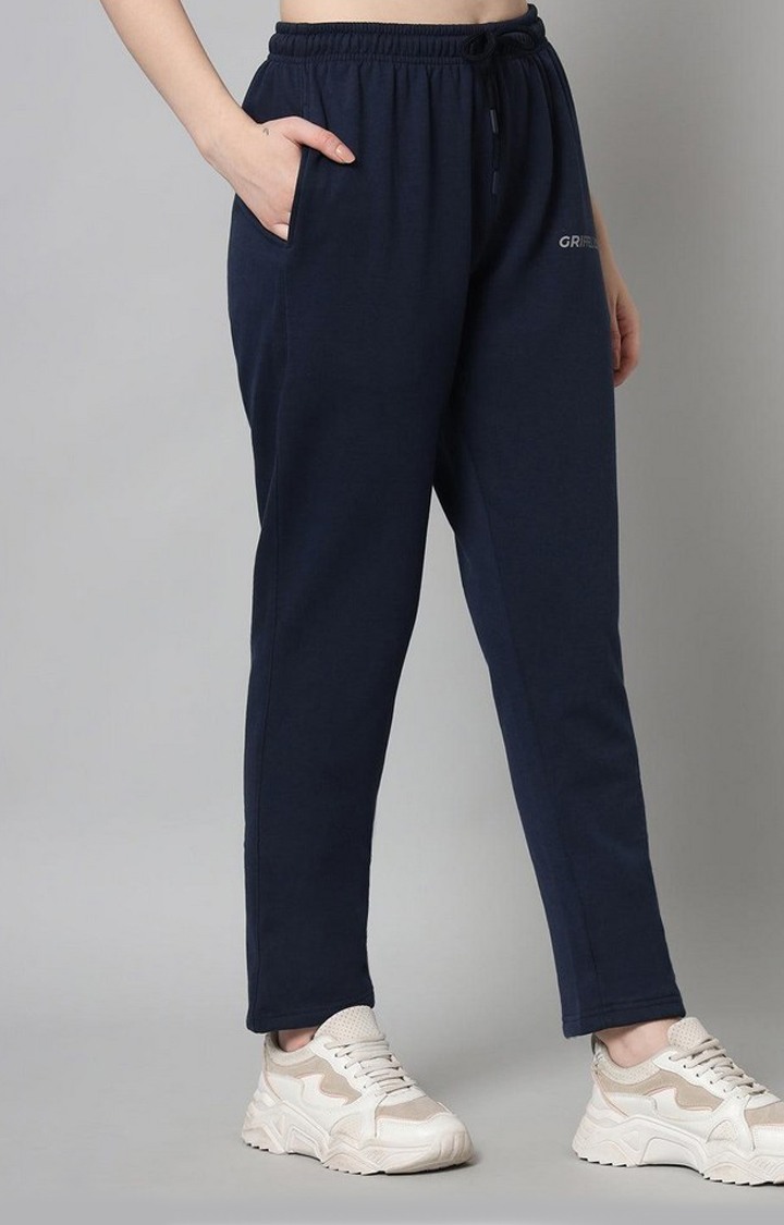 Women's Navy Solid Tracksuits