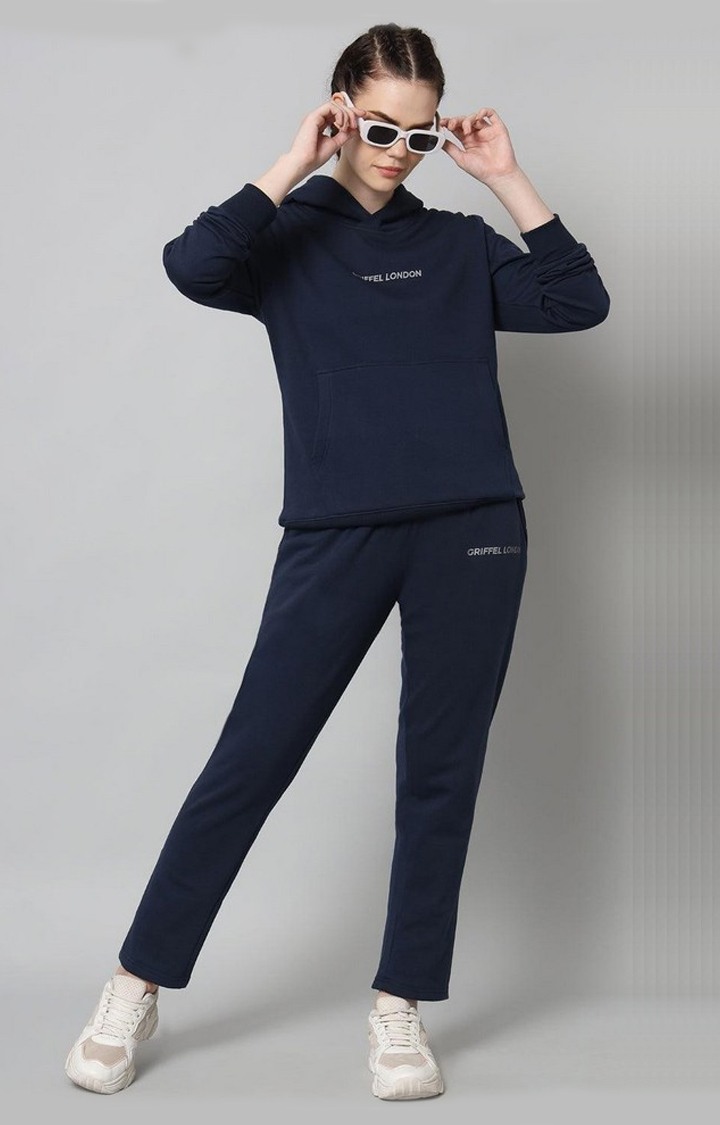 Women's Navy Solid Tracksuits