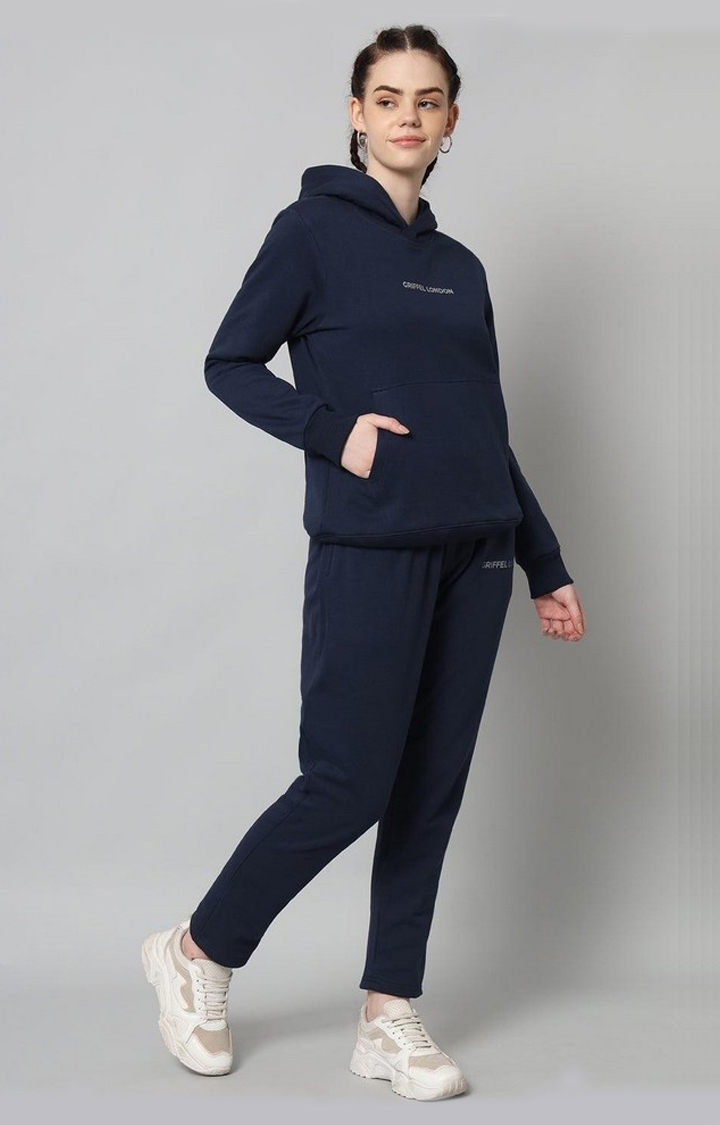 Women's Navy Solid Tracksuits