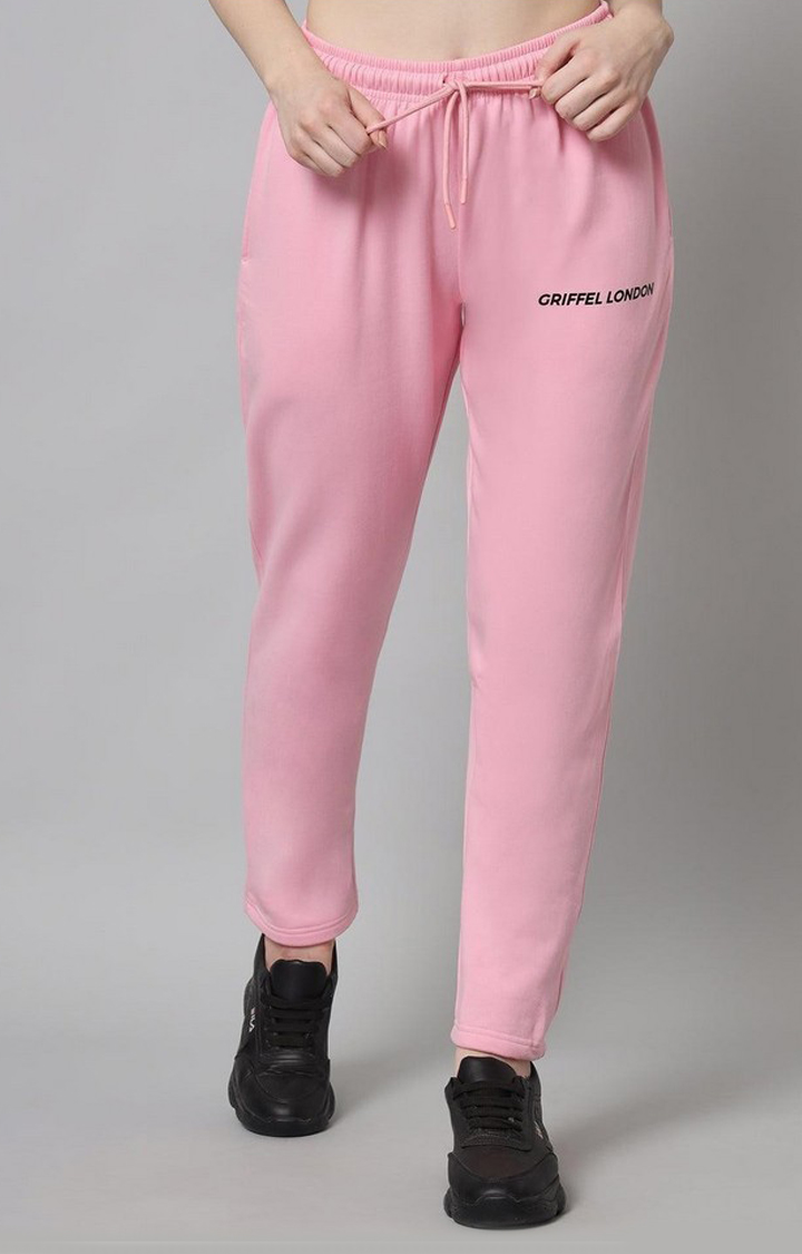 Women's Pink Solid Tracksuits