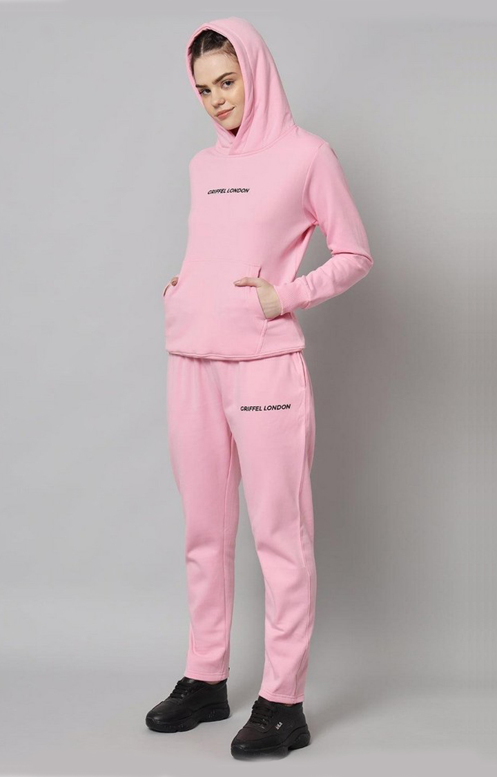 Women's Pink Solid Tracksuits