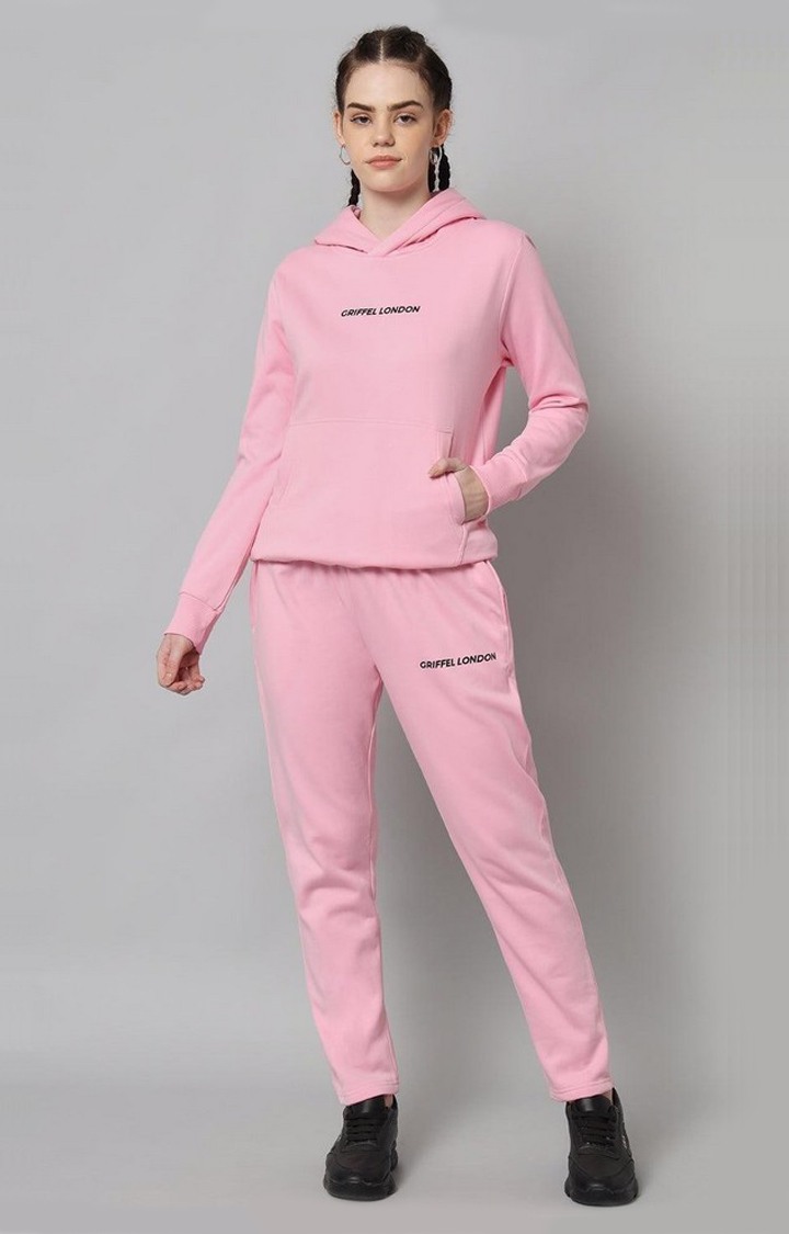 Women's Pink Solid Tracksuits