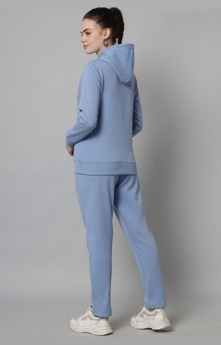 Women's Sky Blue Solid Tracksuits