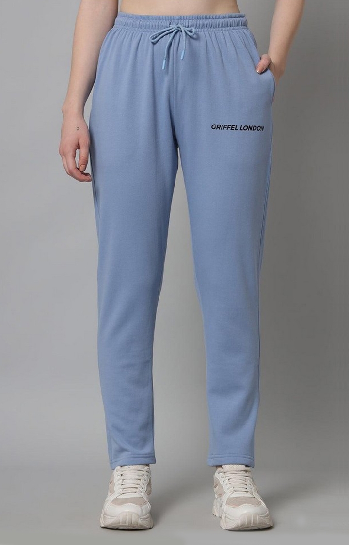 Women's Sky Blue Solid Tracksuits