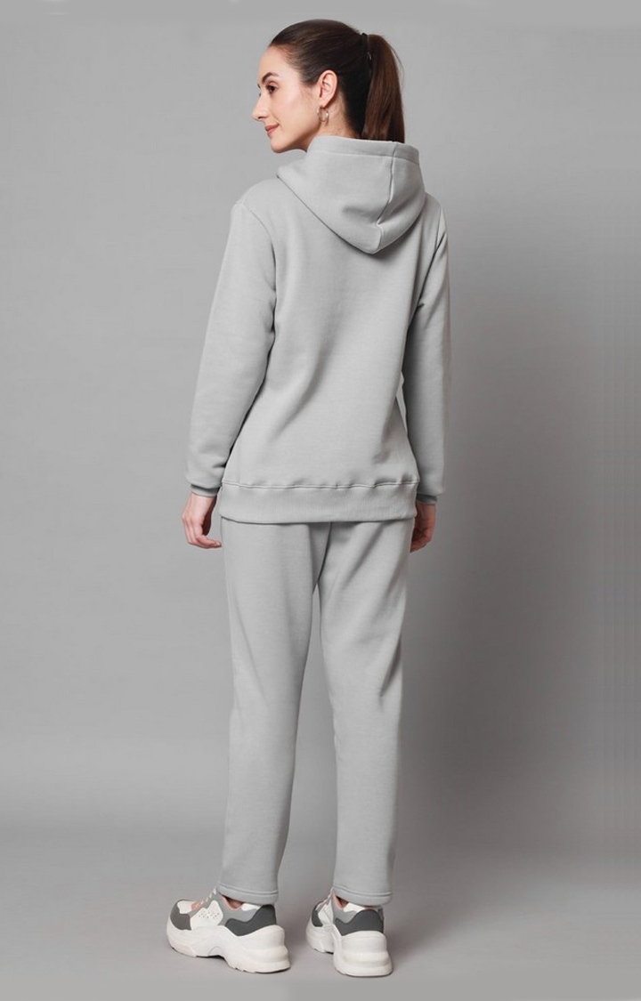 Women's Streel Grey Solid Tracksuits