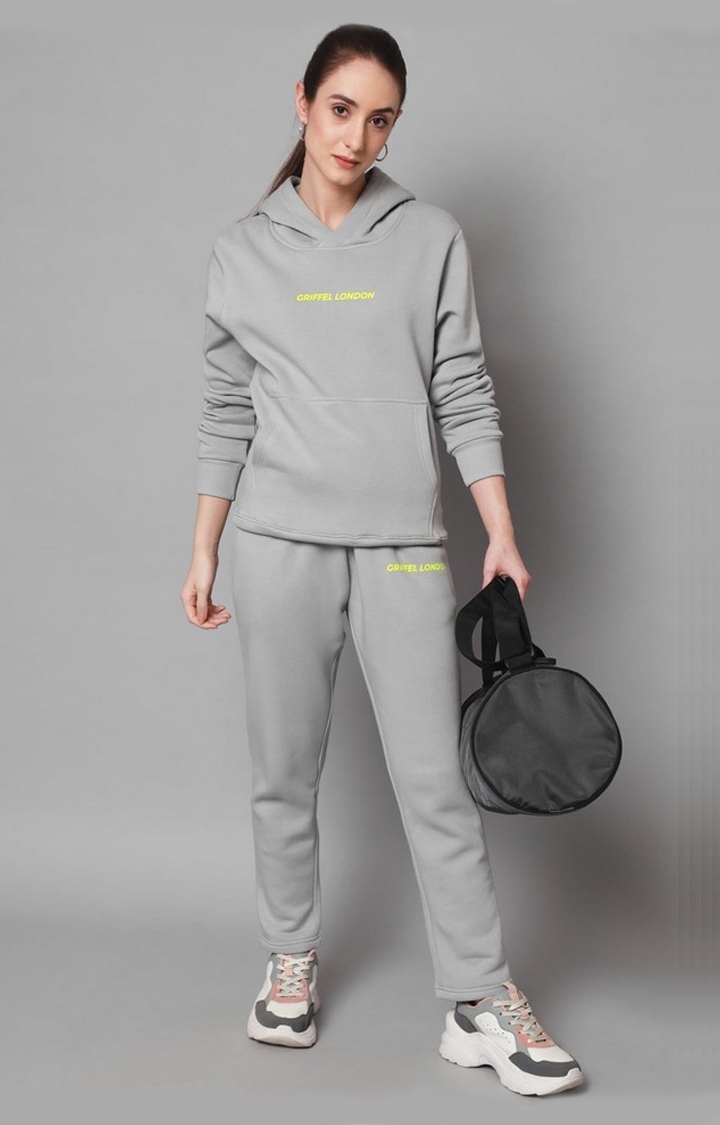Women's Streel Grey Solid Tracksuits