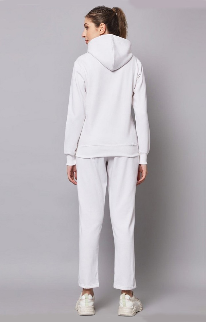 Women's White Solid Tracksuits