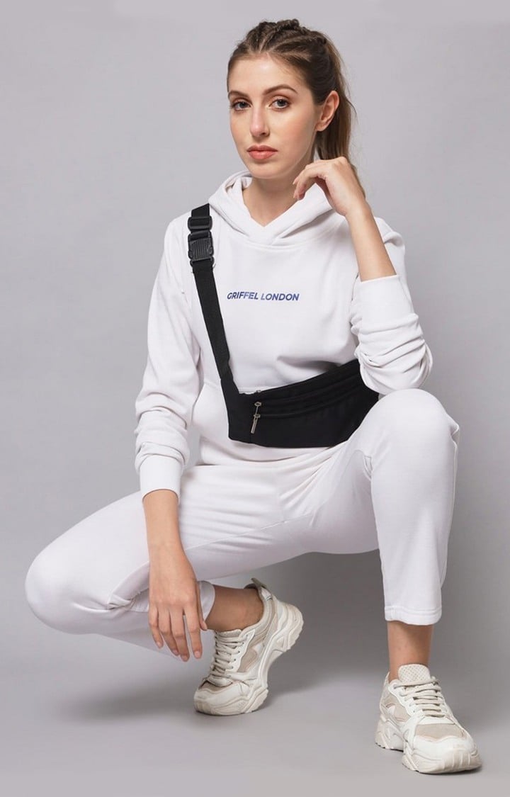 Women's White Solid Tracksuits