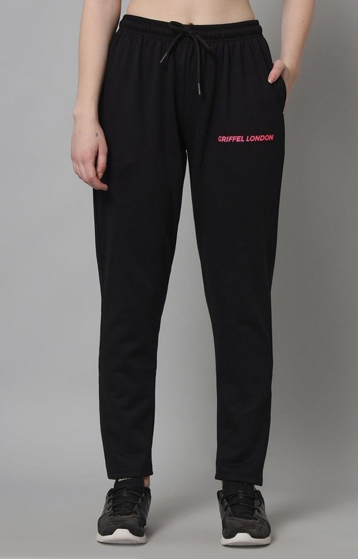 Women's Black Solid Tracksuits