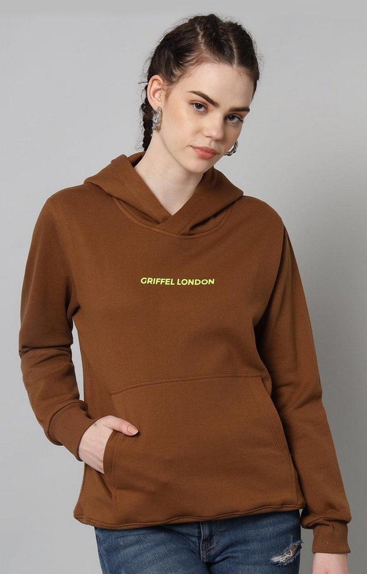 GRIFFEL | Women’s Cotton Fleece Full Sleeve Coffee Hoodie Sweatshirt
